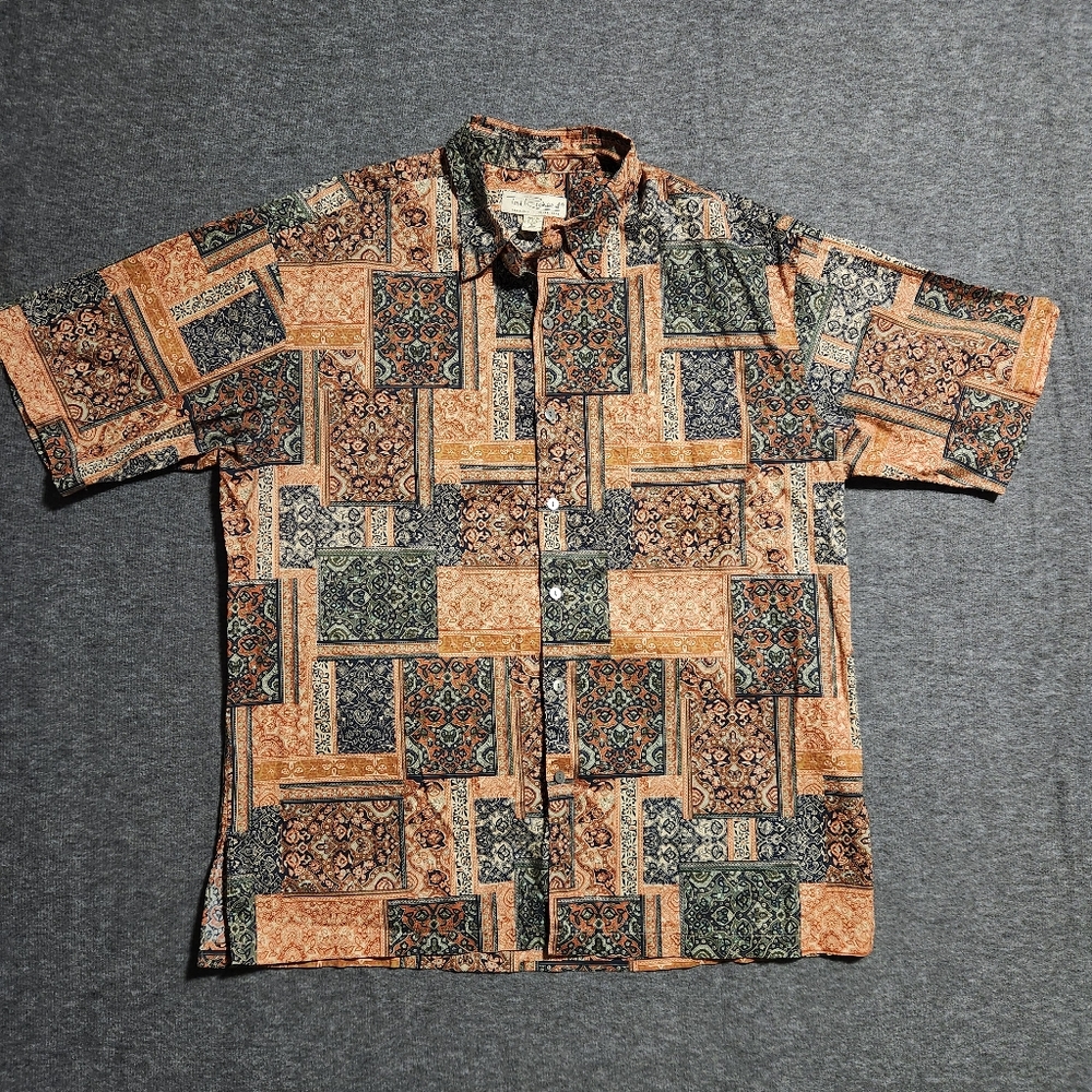 Tori Richard Hawaiian Shirt Mens Size L 100% Cotton Lawn Paisley Patchwork